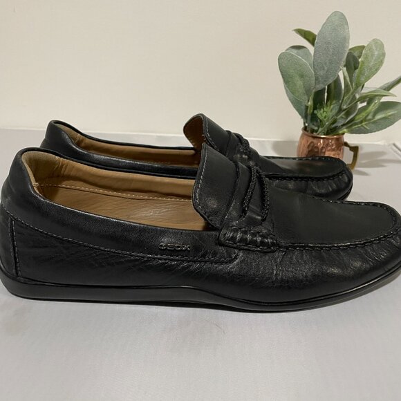 GEOX MADE IN ITALY MEN SHOES BLACK LEATHER LOAFERS SIZE 40 (US 7.5) main image 6